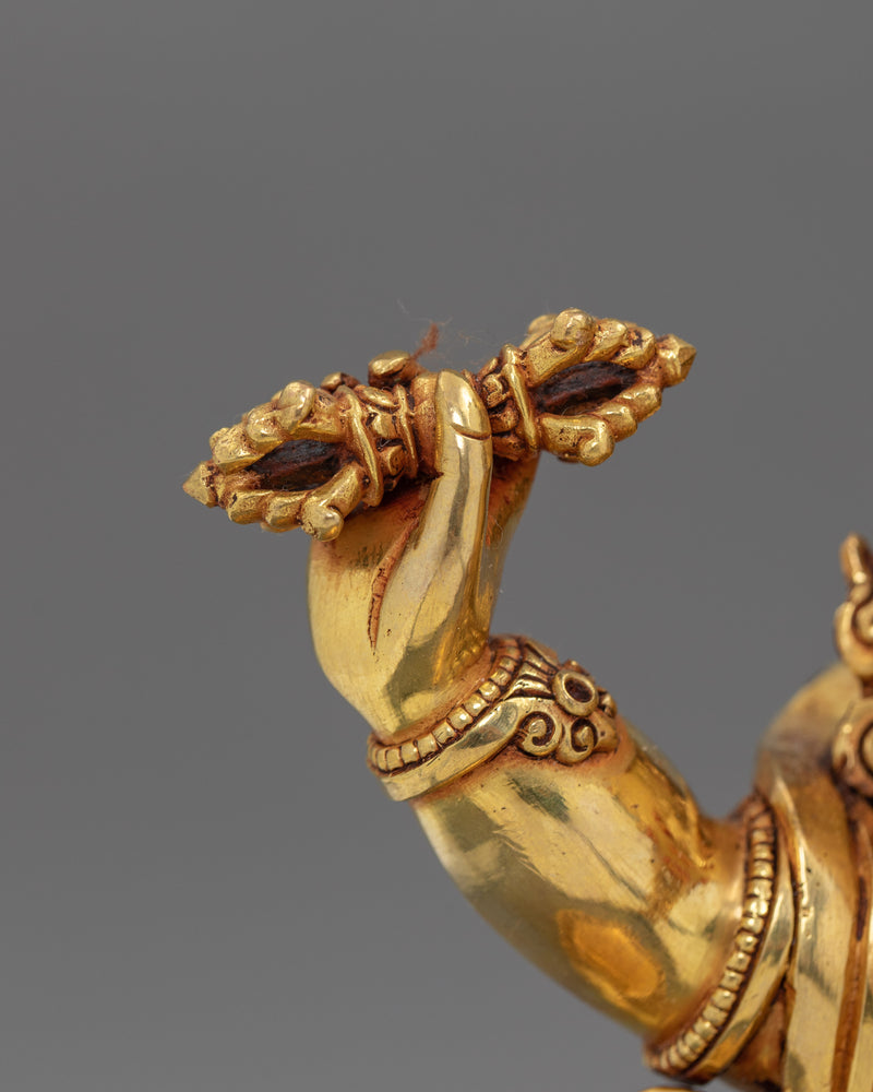 Handcrafted Gold Gilded Vajrapani Statue | The Bodhisattva of Power and Protection