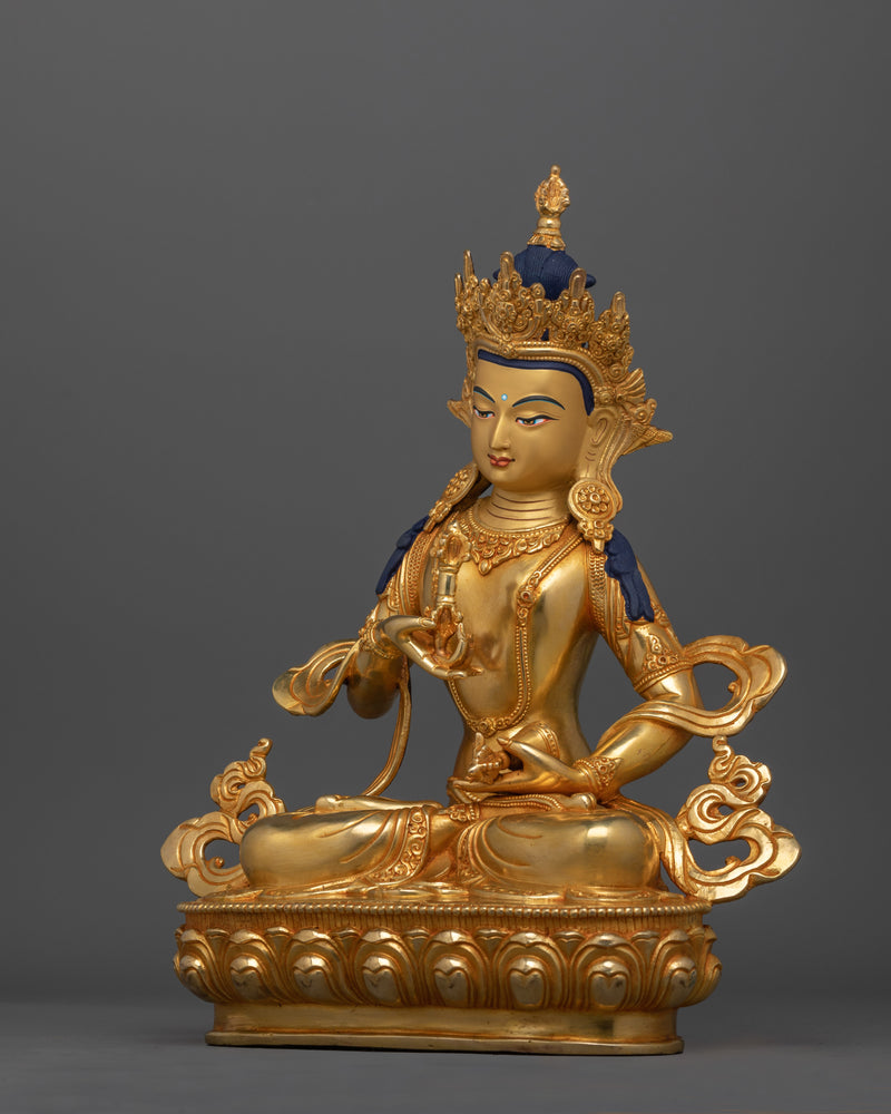 Hand-formed Himalayan Gold Vajrasattva Deity Art | Wisdom and Compassion Statue