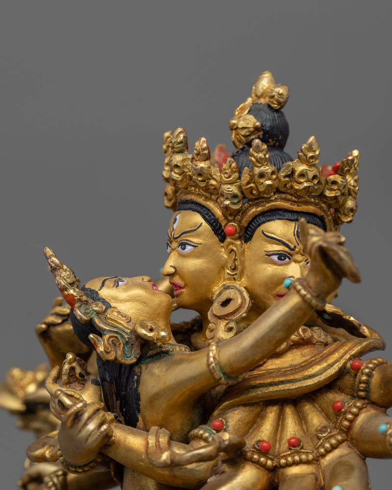 Handcrafted Tibetan Buddhist Chakrasambhara Sculpture | Perfect Altar Decor