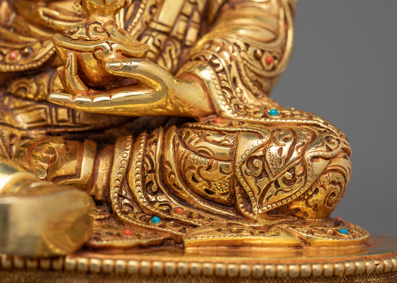 Triple Layer Gold Gilded Guru Rinpoche Statue | Ideal for Spiritual Growth and Home Decor