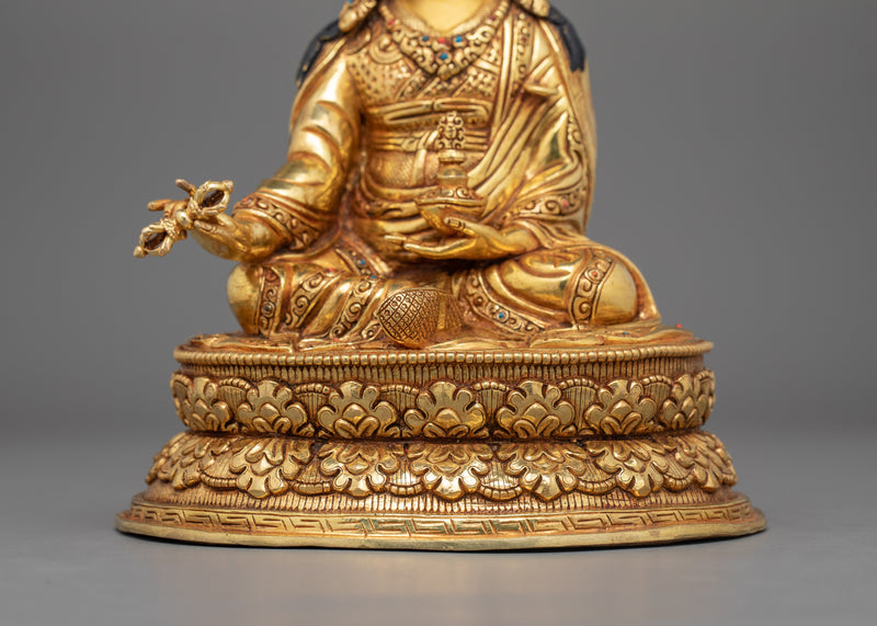 Guru Padmasambhava Gold Gilded Statue | Tibetan Master of Wisdom and Transformation