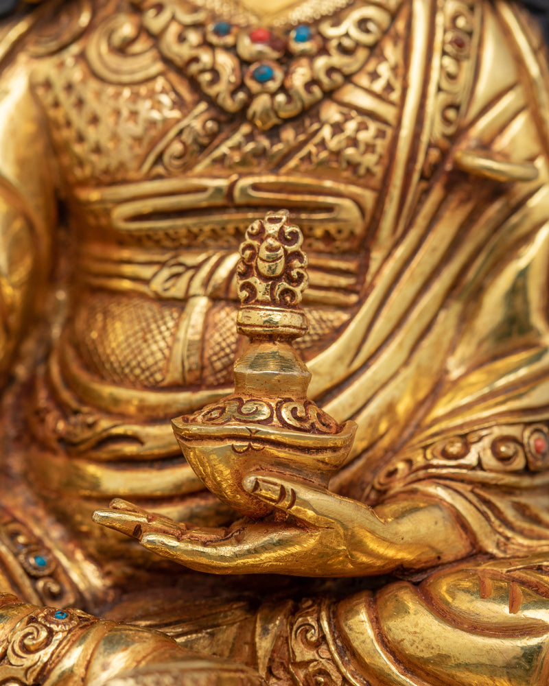 Guru Padmasambhava Gold Gilded Statue | Tibetan Master of Wisdom and Transformation