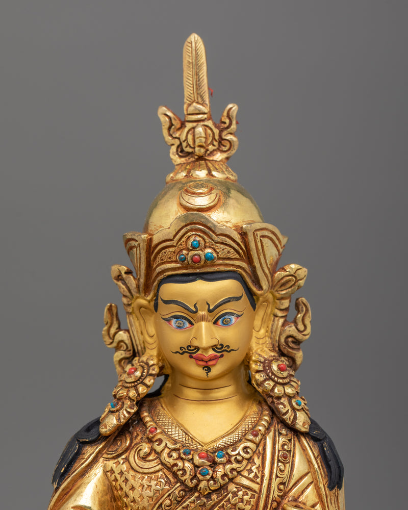 Guru Padmasambhava Gold Gilded Statue | Tibetan Master of Wisdom and Transformation