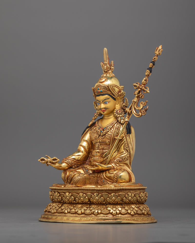 Guru Padmasambhava Gold Gilded Statue | Tibetan Master of Wisdom and Transformation