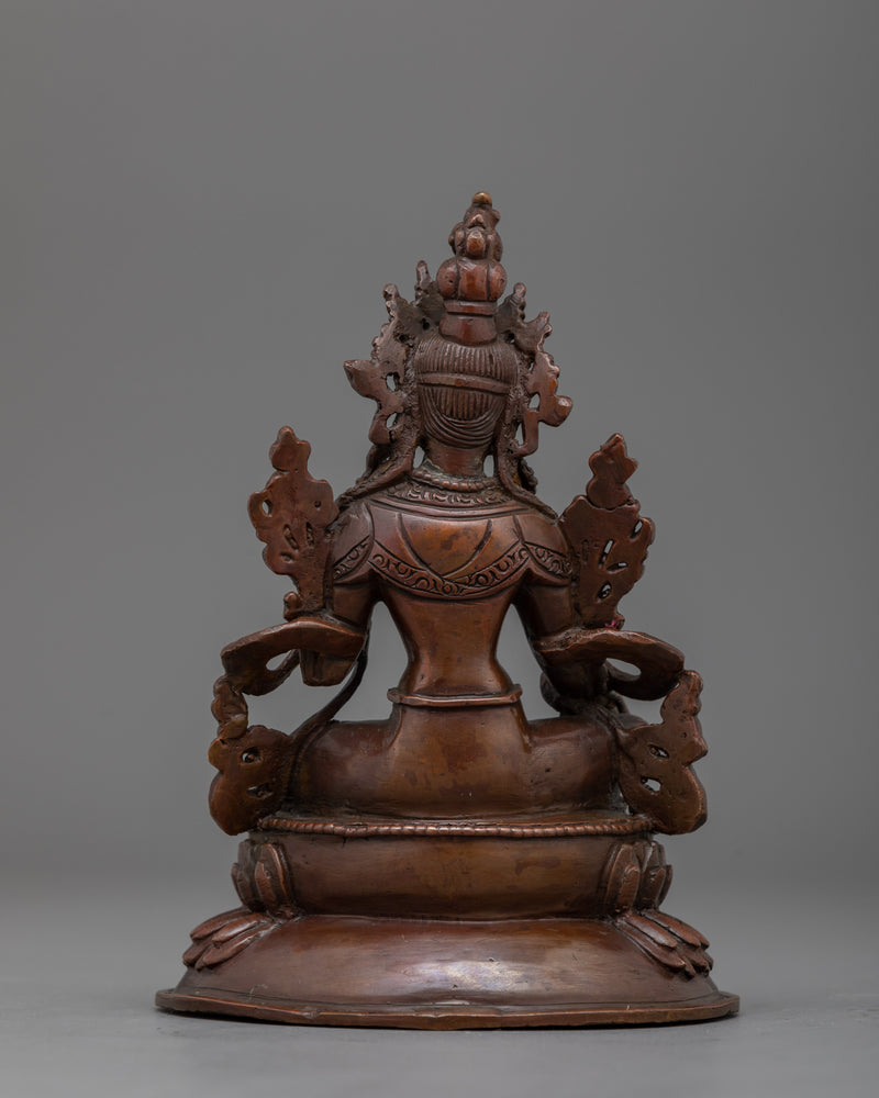 Peaceful Oxidized Copper Green Tara Statue | Swift Protection for Shrine