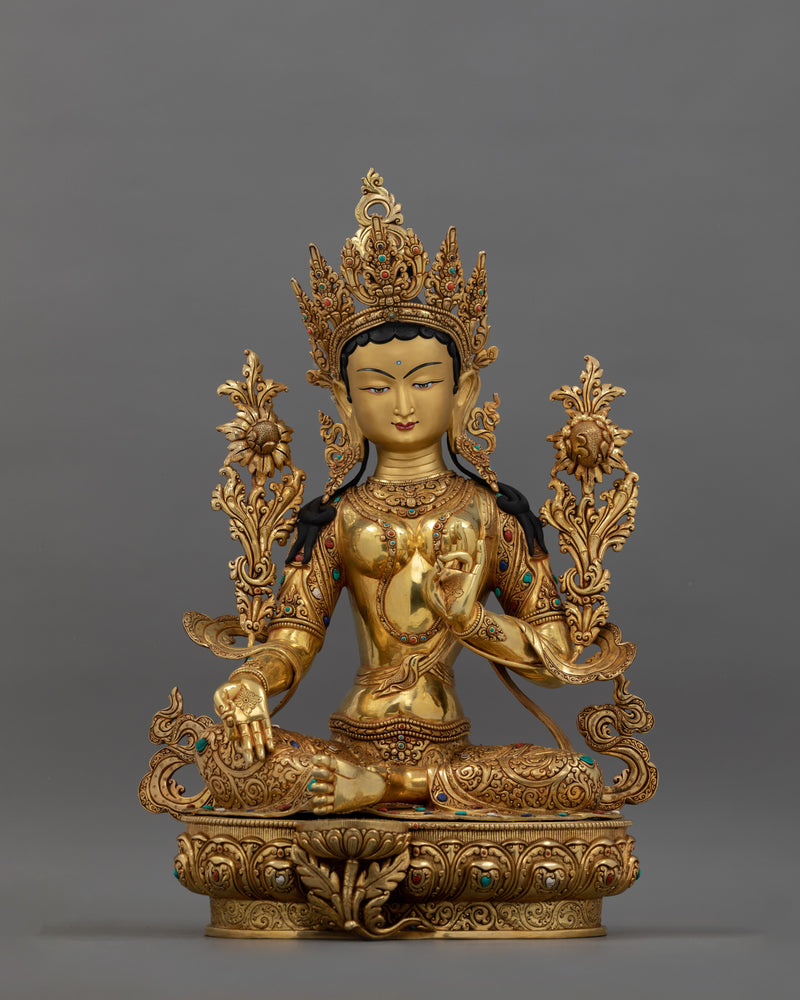 Sacred Five Bodhisattva Set Statue | Gold Gilded Buddhist Art