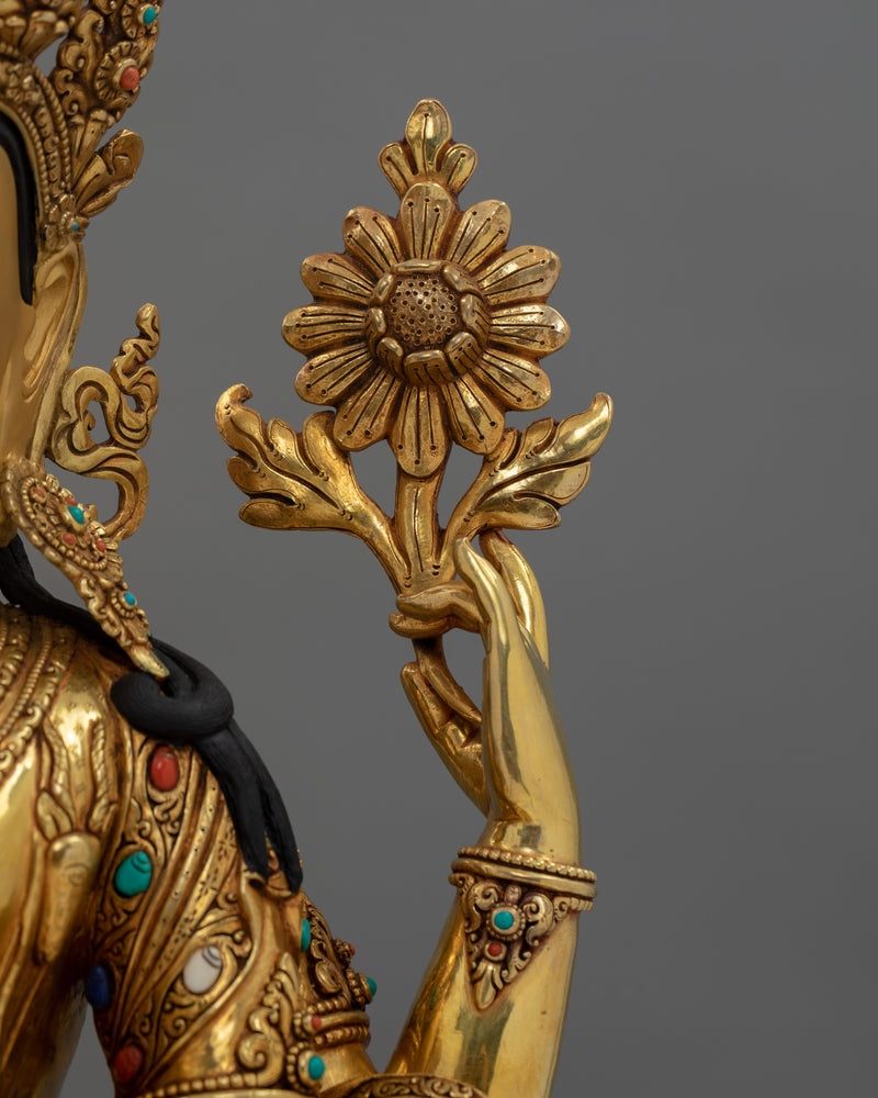 Sacred Five Bodhisattva Set Statue | Gold Gilded Buddhist Art