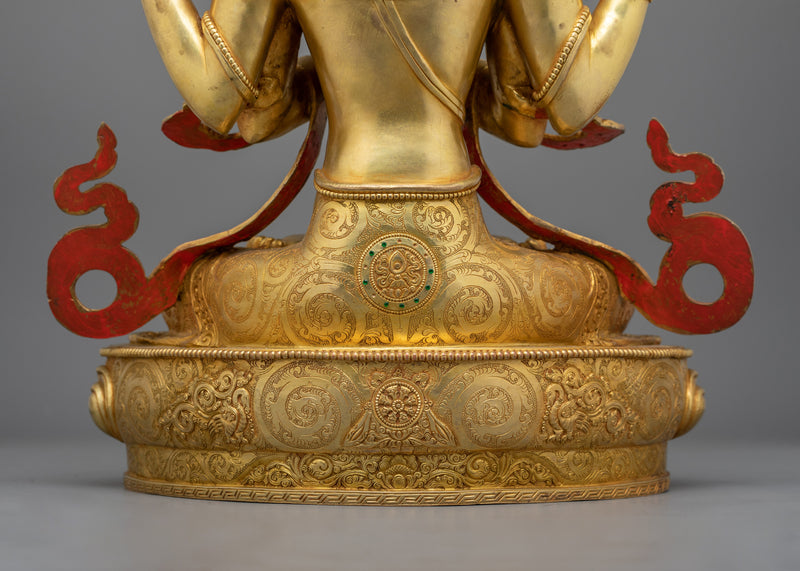 Handcrafted Four-Armed Chenresig Deity Figure | Tibetan Bodhisattva