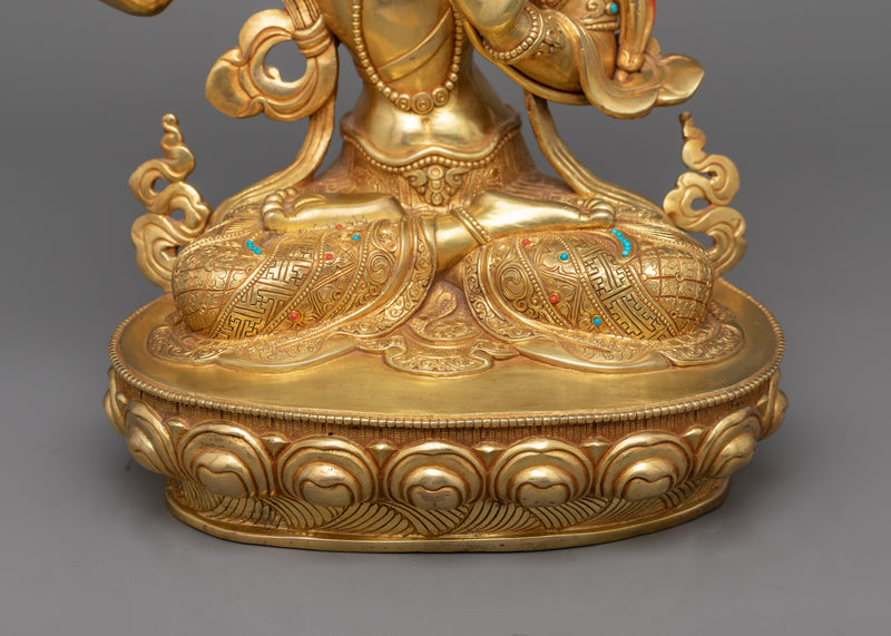 Manjushri Holding Sword Buddha Sculpture | Tibetan Wisdom Deity of Knowledge