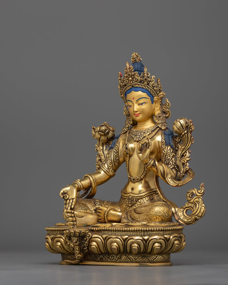 Compassionate Green Tara in Varada Mudra | Benevolent Blessing Statue