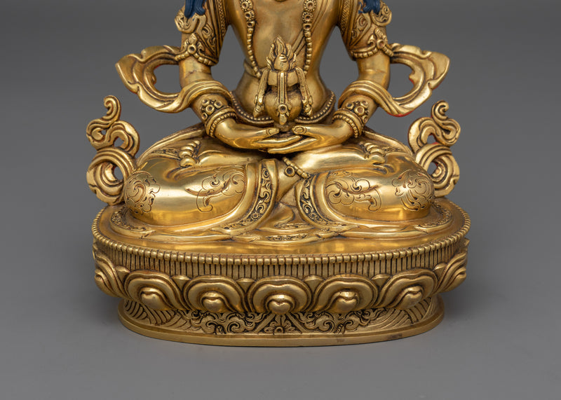 Handcarved Amitayus Long-Life God Figure | Buddhist Deity of Longevity