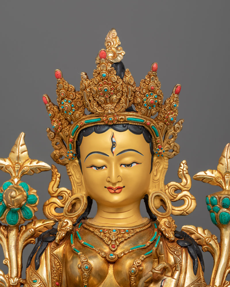 Handcarved White Tara Female Bodhisattva | Embodiment of Healing and Compassion