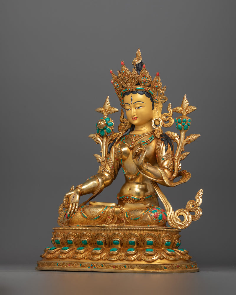 Handcarved White Tara Female Bodhisattva | Embodiment of Healing and Compassion