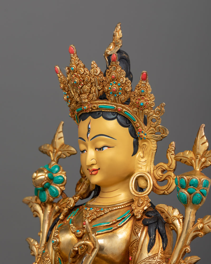 Handcarved White Tara Female Bodhisattva | Embodiment of Healing and Compassion