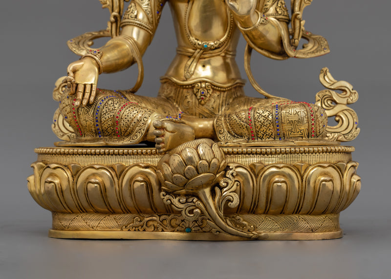 Cultural Icon Green Tara Compassionate Buddha Statue | Tibetan Goddess Sculpture