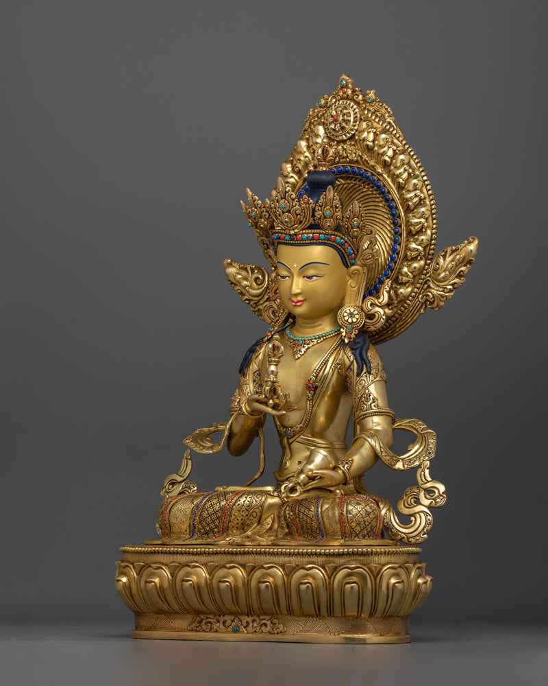 Vajrasattva Buddhist Deity Statue | 24K Gold Gilded Tibetan Sculpture