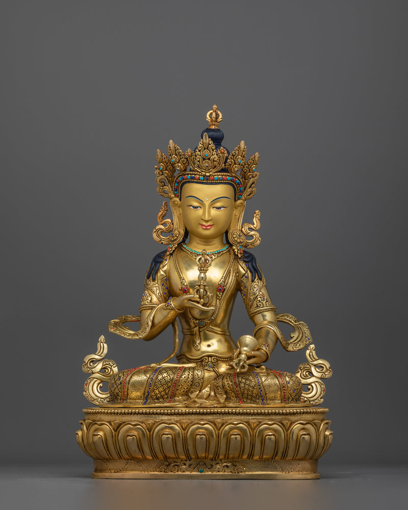 Vajrasattva Buddhist Deity Statue | 24K Gold Gilded Tibetan Sculpture