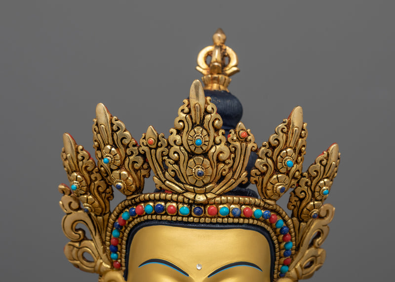 Vajrasattva Buddhist Deity Statue | 24K Gold Gilded Tibetan Sculpture