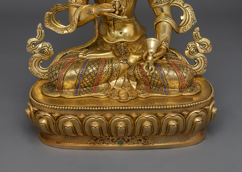 Vajrasattva Buddhist Deity Statue | 24K Gold Gilded Tibetan Sculpture