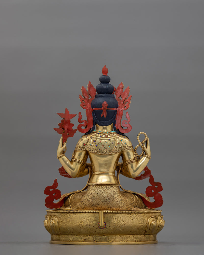 Traditional Chenrezig Dharma Statue | Tibetan Bodhisattva Sculpture