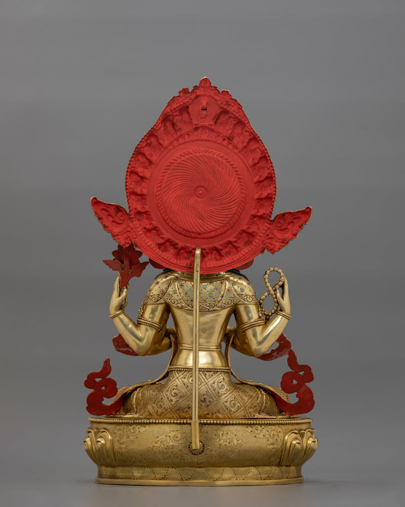 Traditional Chenrezig Dharma Statue | Tibetan Bodhisattva Sculpture