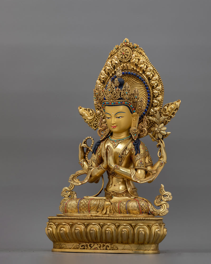 Traditional Chenrezig Dharma Statue | Tibetan Bodhisattva Sculpture