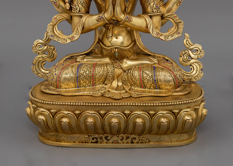 Traditional Chenrezig Dharma Statue | Tibetan Bodhisattva Sculpture