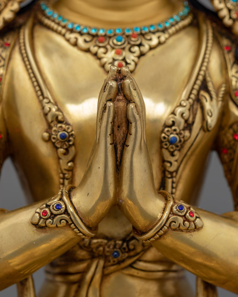 Traditional Chenrezig Dharma Statue | Tibetan Bodhisattva Sculpture