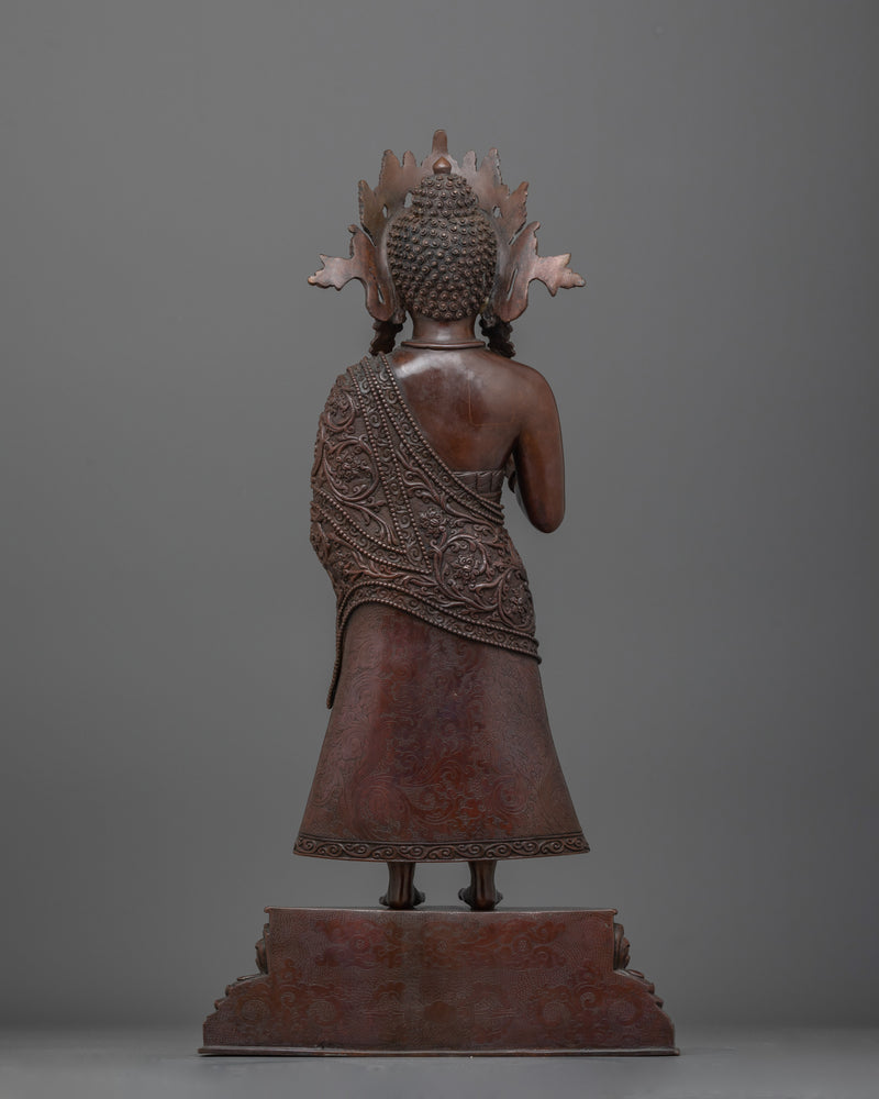 Oxidized Copper Past Buddha Dipankara Buddha Statue | Tibetan Sculpture Art