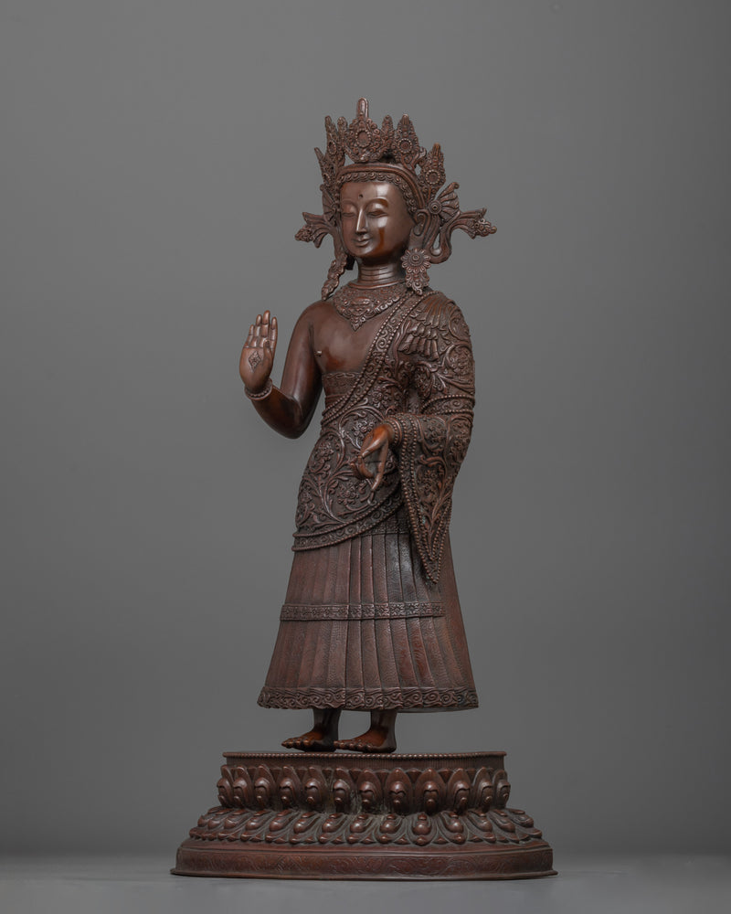 Oxidized Copper Past Buddha Dipankara Buddha Statue | Tibetan Sculpture Art