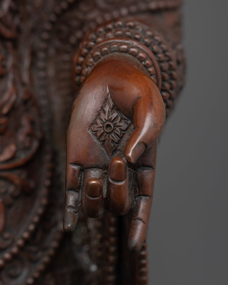 Oxidized Copper Past Buddha Dipankara Buddha Statue | Tibetan Sculpture Art