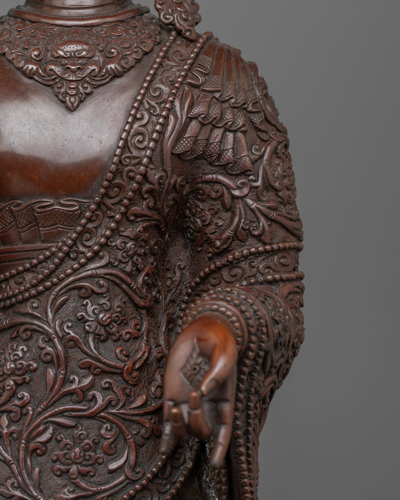 Oxidized Copper Past Buddha Dipankara Buddha Statue | Tibetan Sculpture Art