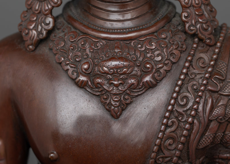 Oxidized Copper Past Buddha Dipankara Buddha Statue | Tibetan Sculpture Art