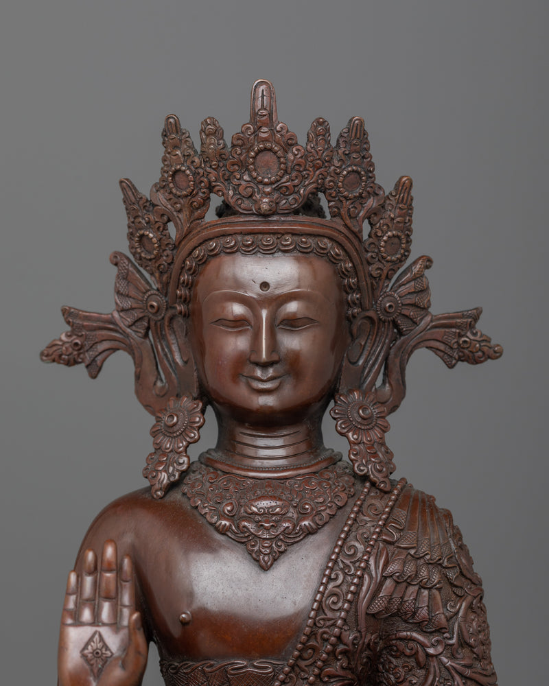 Oxidized Copper Past Buddha Dipankara Buddha Statue | Tibetan Sculpture Art