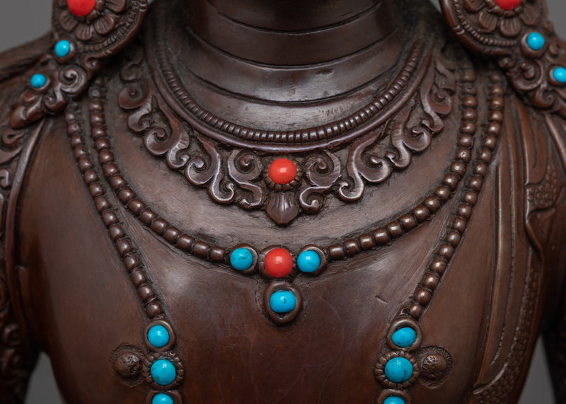 Amitayus Boundless Life Buddha Statue | Tibetan Oxidized Copper Sculpture