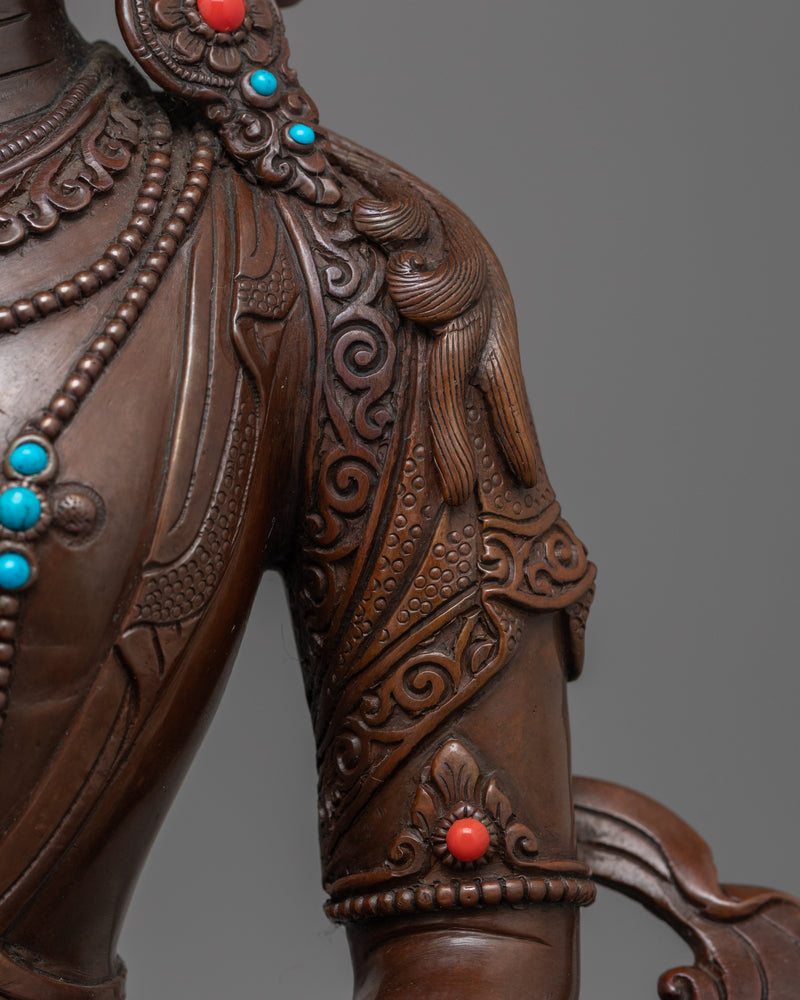 Amitayus Boundless Life Buddha Statue | Tibetan Oxidized Copper Sculpture