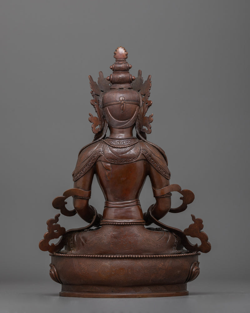 Amitayus Boundless Life Buddha Statue | Tibetan Oxidized Copper Sculpture