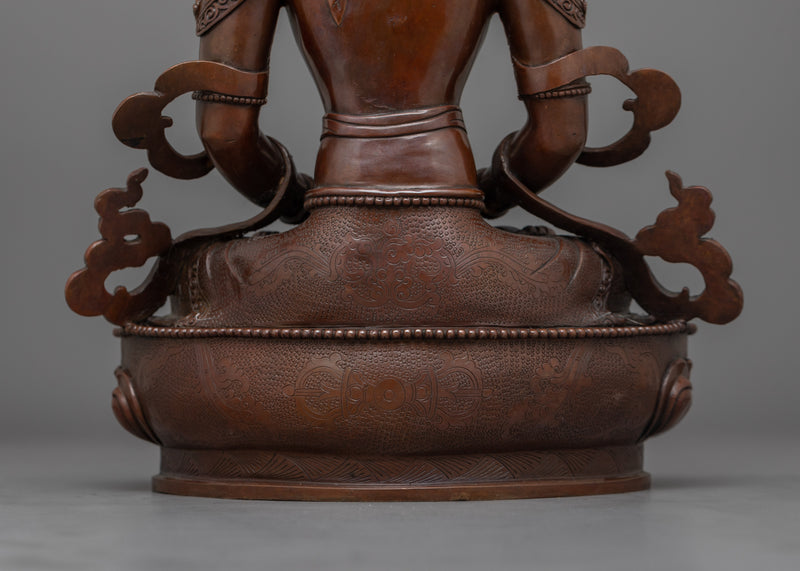 Amitayus Boundless Life Buddha Statue | Tibetan Oxidized Copper Sculpture