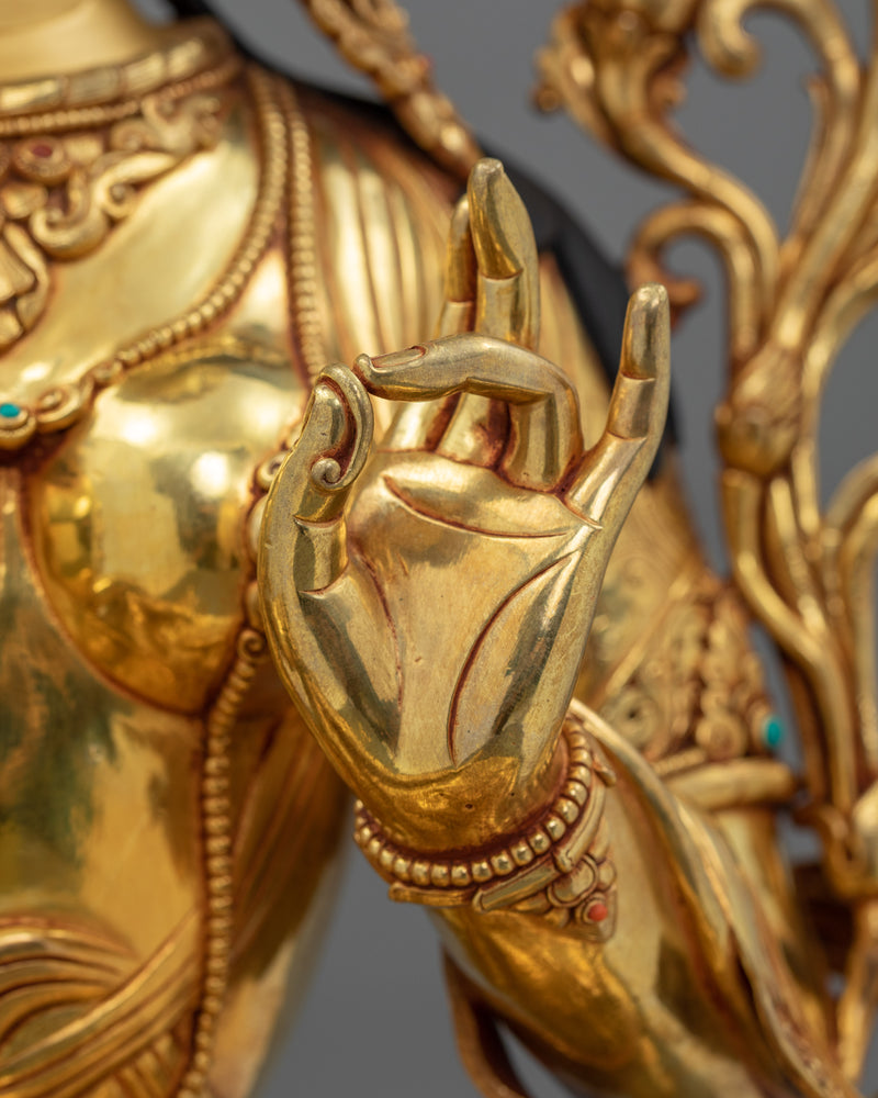 Enlightened Female Buddha Sculpture | 24K Gold Gilded Statue