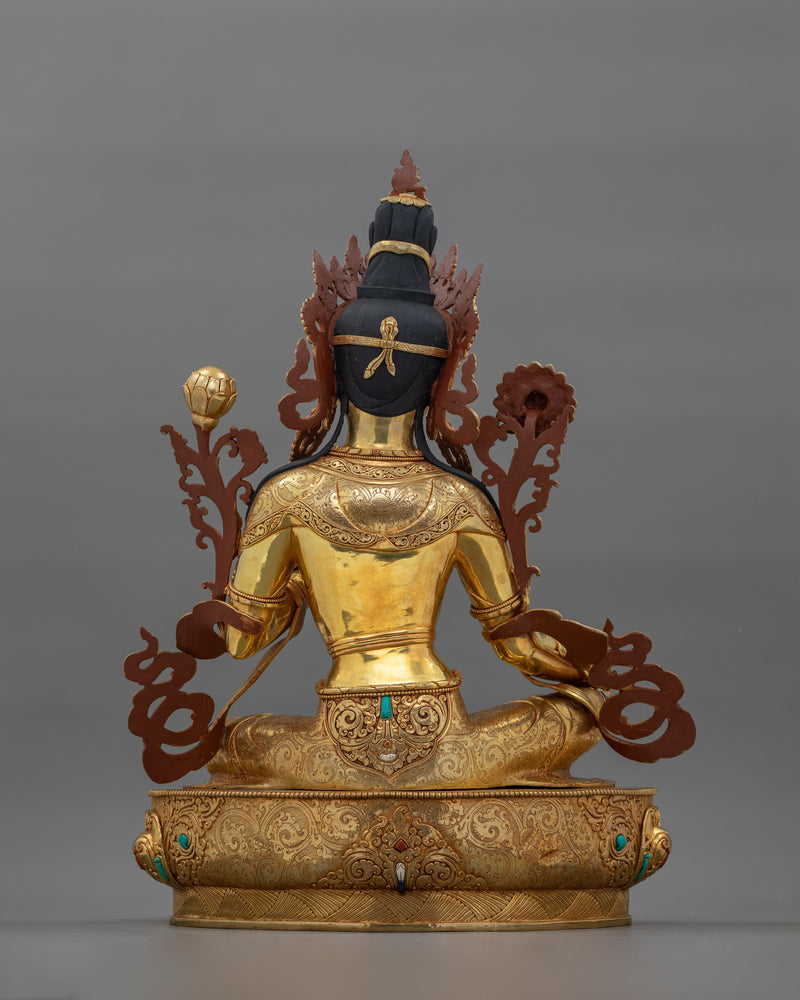 Enlightened Female Buddha Sculpture | 24K Gold Gilded Statue