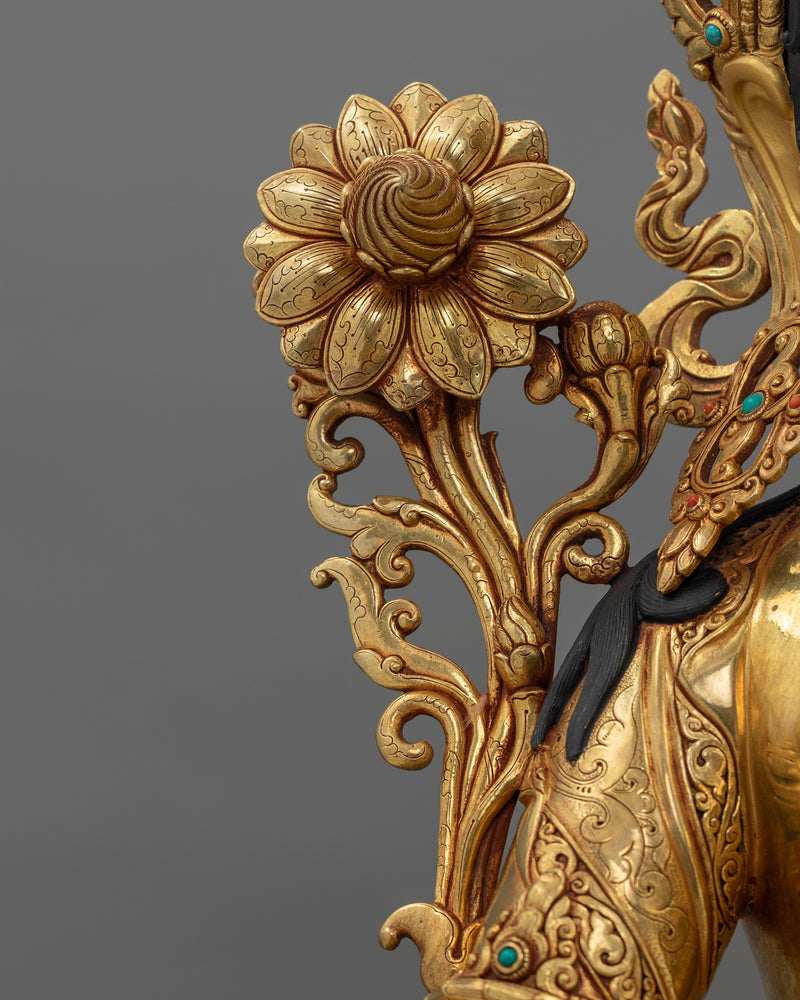 Enlightened Female Buddha Sculpture | 24K Gold Gilded Statue