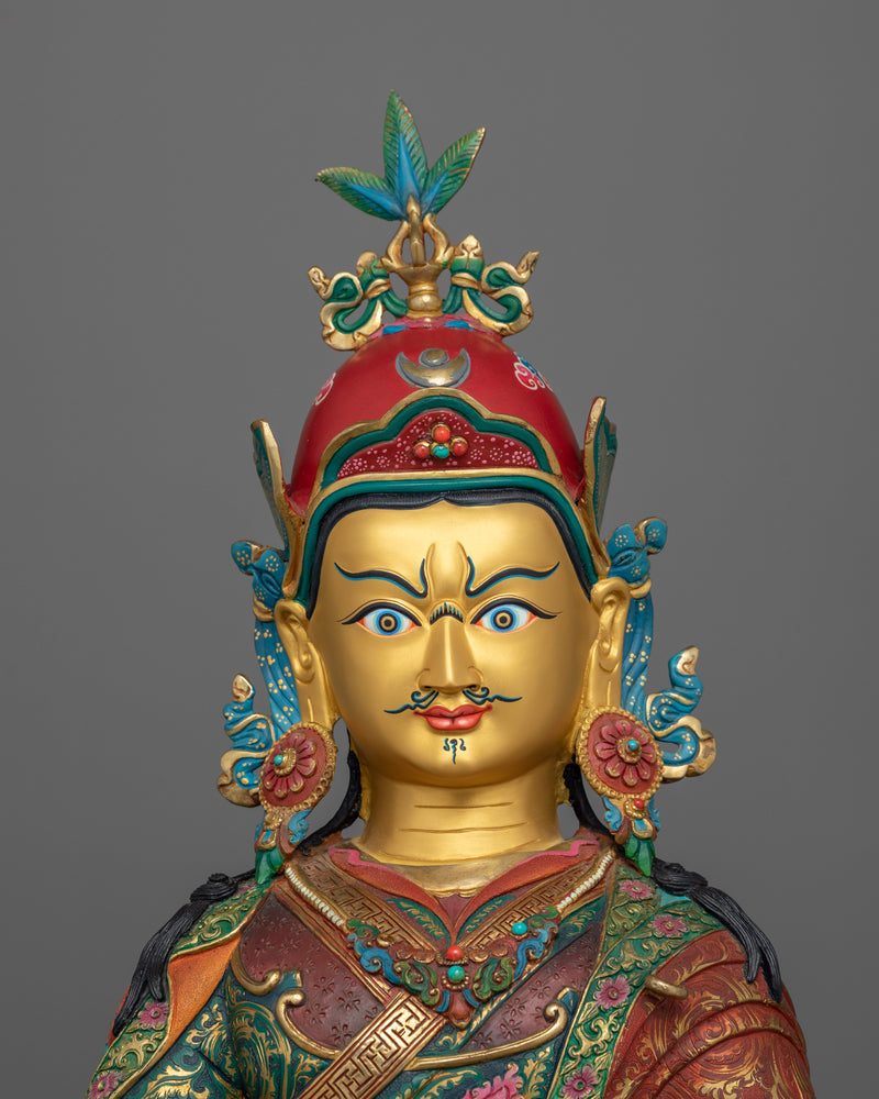 Precious Guru Padmasambhava Tantric Master Figure | 24K Gold Gilded Statue