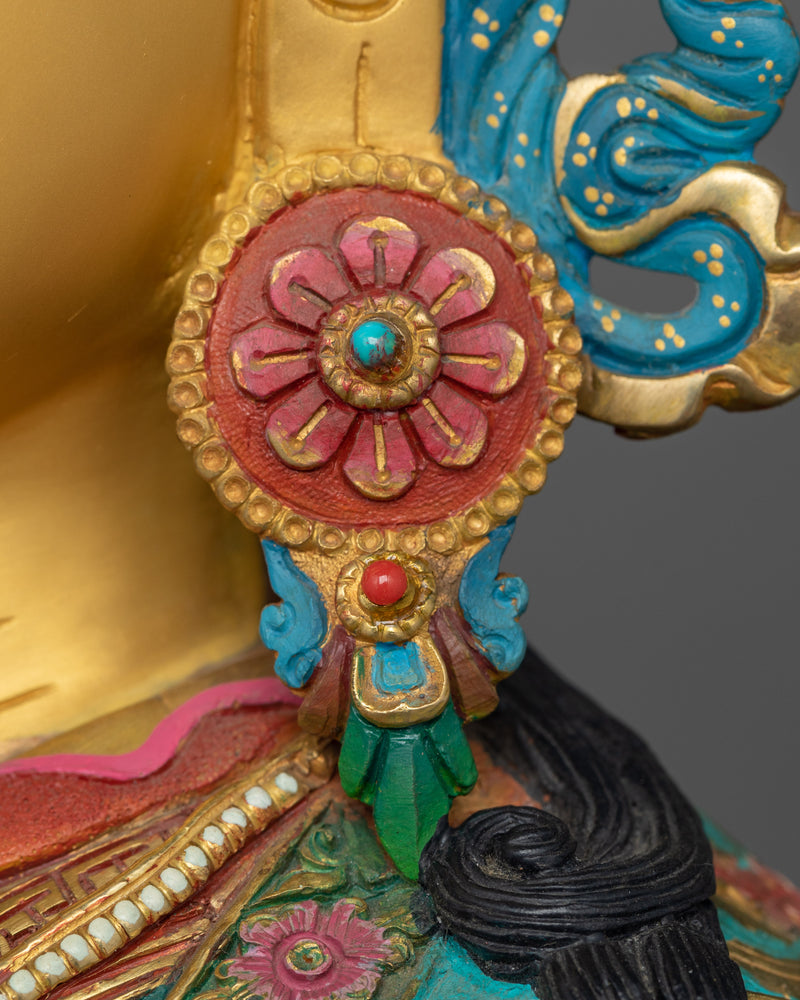 Precious Guru Padmasambhava Tantric Master Figure | 24K Gold Gilded Statue