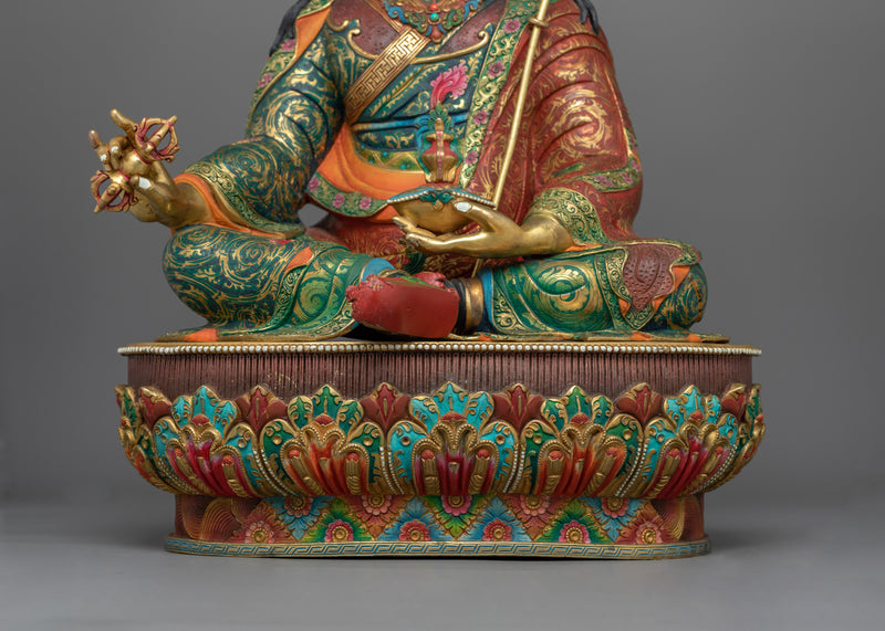 Precious Guru Padmasambhava Tantric Master Figure | 24K Gold Gilded Statue