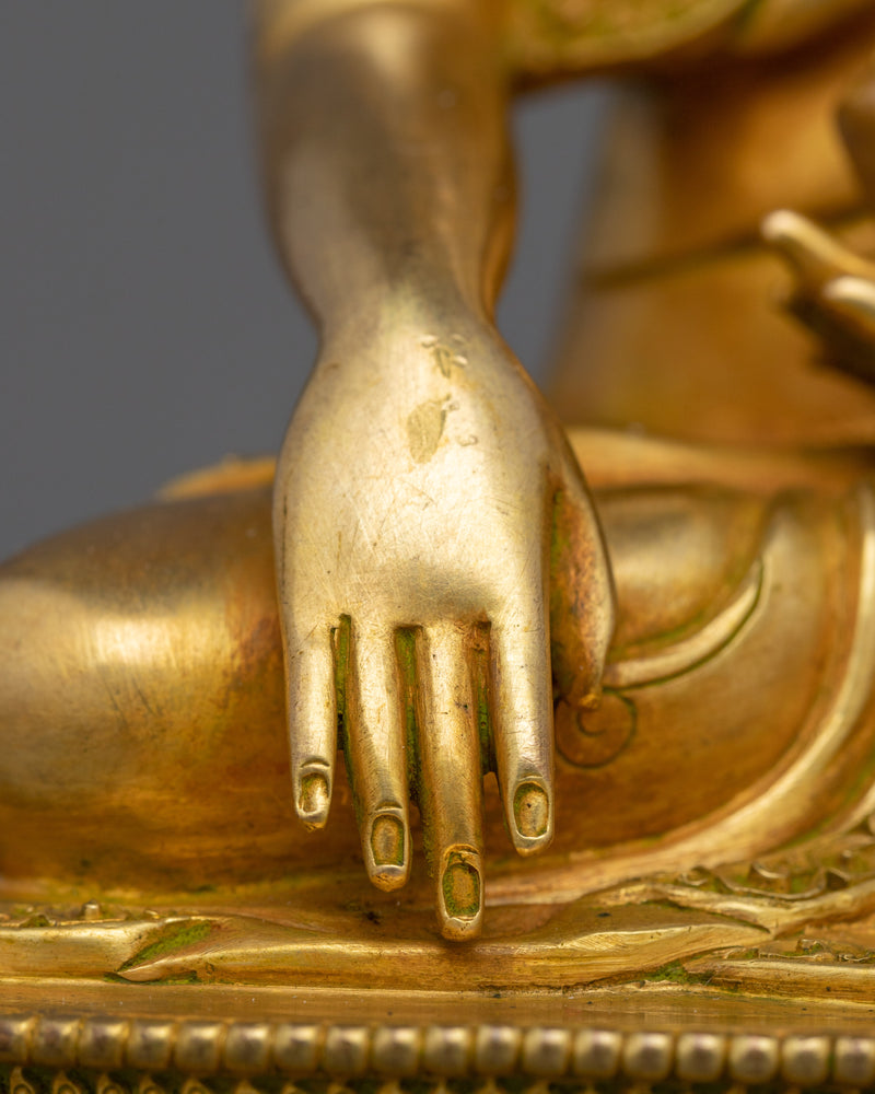 Sacred Shakyamuni Buddhist Monk Statue | 24K Gold Gilded Tibetan Buddha