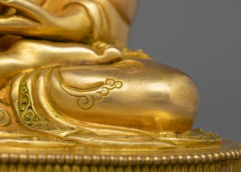 Sacred Shakyamuni Buddhist Monk Statue | 24K Gold Gilded Tibetan Buddha