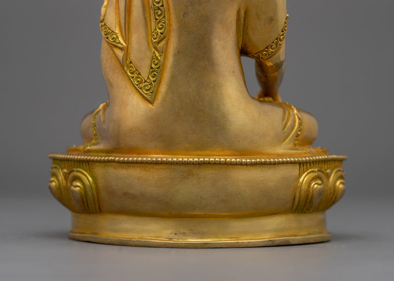 Sacred Shakyamuni Buddhist Monk Statue | 24K Gold Gilded Tibetan Buddha