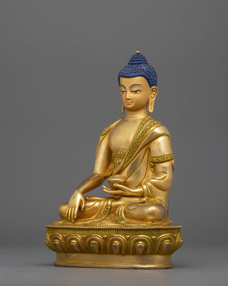 Sacred Shakyamuni Buddhist Monk Statue | 24K Gold Gilded Tibetan Buddha