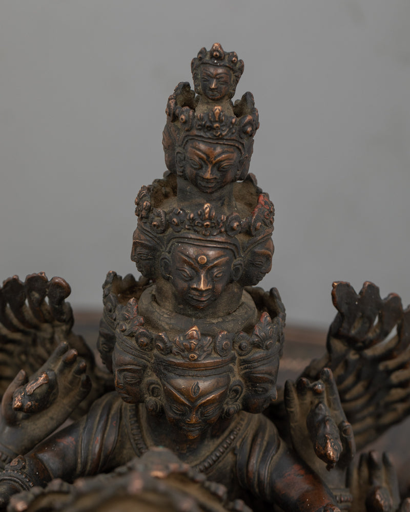 Oxidized Copper Yidam Vishwaroopa Figurine | The Universal Form of Divine Glory