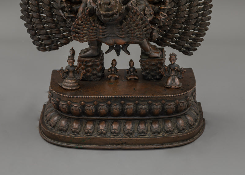 Oxidized Copper Yidam Vishwaroopa Figurine | The Universal Form of Divine Glory